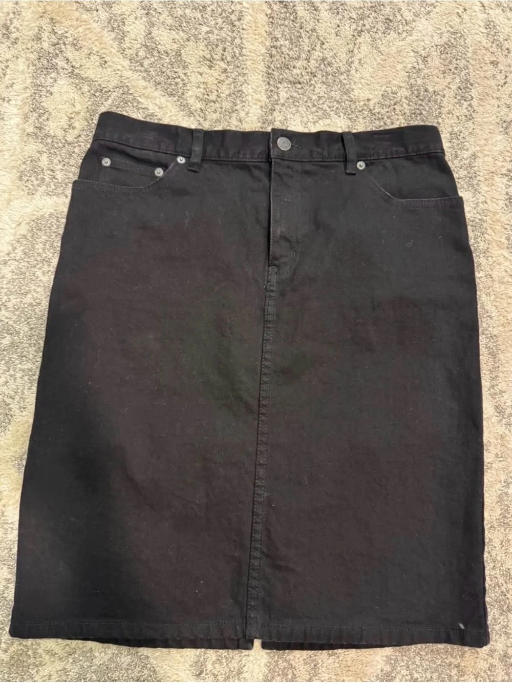 Lauren Ralph Lauren Black Denim Midi Skirt